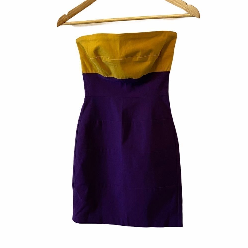 LE CHATEAU Colour Blocked Stretch Strapless Dress